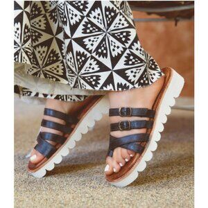 NEW BED/STU Made In Mexico Leather Holland women Sandals in black 7255m1